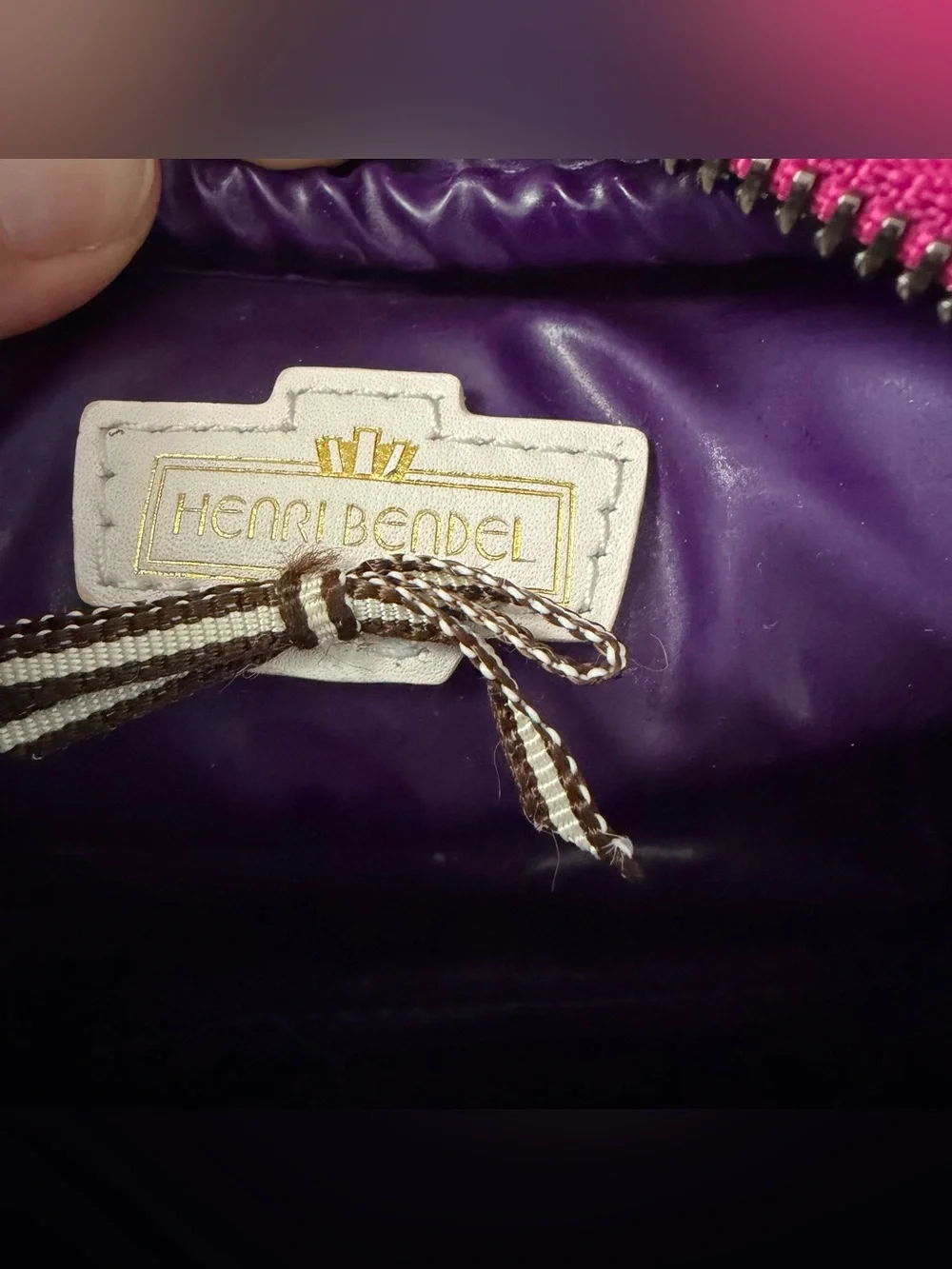 Henri Bendel faux alligator leather pink cosmetic bag